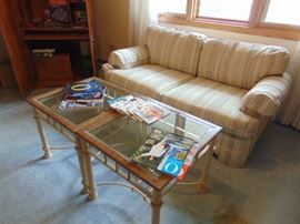 Tables (2) in front of loveseat