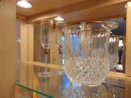 Crystal ice bucket with gold rim