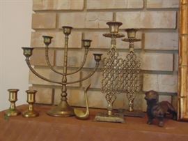 Candlesticks, dog sculpture