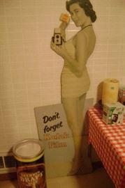 LIFE-SIZE KODAK CAMERA CARDBOARD DISPLAY SIGN---GREAT FOR BEHIND YOUR OLD CAMERAS---TIN "DRAFT BEER" CIG. ASH TRAY CAN
