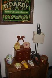 1950'S FLOWER WALL POCKETS--PINE CHILD'S DOLL DRESSER
