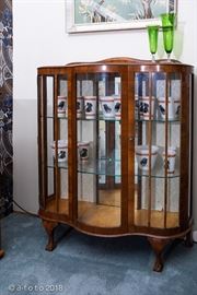 Art Deco curved glass china cabinet