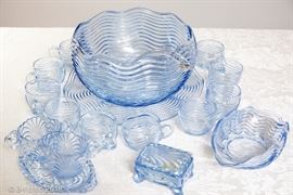 Depression Caprice punch bowl and glassware