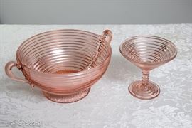 Depression Caprice glass bowl and Martini glass