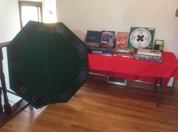 Various board games and poker table top