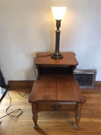 Vintage End Table and Lamp