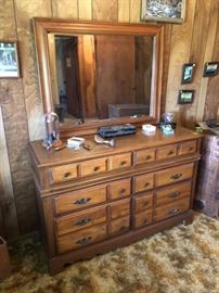 Vintage Solid Wood Dresser & Mirror
