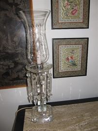 Pair crystal lamps with lusters