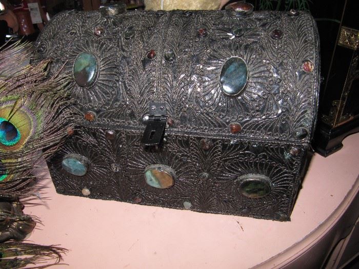 Treasure chest with cabachon stones