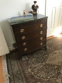 Karges bed side or bedroom stand, #4 drawers, glass top covered