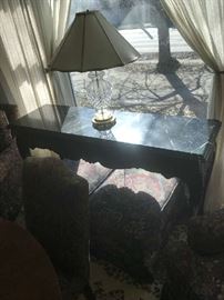 Side board, lamp Table with marble top, maker not known
