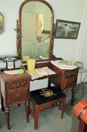 x vanity swing mirror needlepoint stool