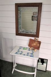 x white table mirror