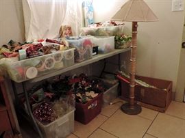 CRAFT SUPPLIES: RIBBON, WRAP, GARLAND, SILK FLOWERS & PLANTS & XMAS ITEMS