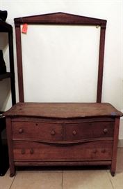 ANTIQUE CHEST AND MIRROR FRAME