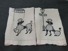 VINTAGE POODLE HAND TOWELS