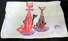 VINTAGE CAT HAND TOWEL