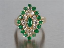 Exceptional 1.25 TCW Natural Emerald and 1.45 TCW Diamond Estate Ring in 14k
