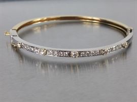 High-End Two-Tone 14k Diamond Bangle
