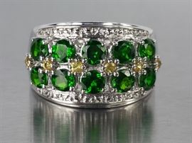 Stunning Peridot and Citrine Sterling Silver Estate Ring
