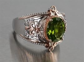 Fantastic Peridot Designer Estate Ring in Sterling Silver
