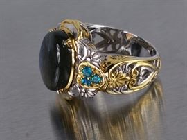 Gems en Vogue Labradorite Designer Estate Ring in Sterling Silver
