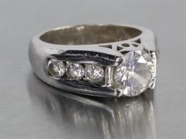 Cathedral Set Cubic Zirconia Sterling Silver Estate Ring
