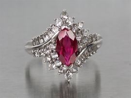 Ladies Ruby Sterling Silver Estate Ring
