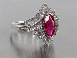 Ladies Ruby Sterling Silver Estate Ring
