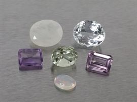 Group of Natural Loose Stones; Opal, Amethyst, Etc.
