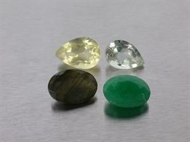 Group of Natural Loose Stones; Emerald, Citrine, Etc.
