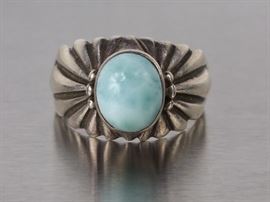 Rare Blue Larimar Southwest Estate Ring set in Sterling Silver
