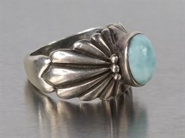 Rare Blue Larimar Southwest Estate Ring set in Sterling Silver
