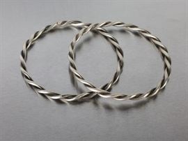 (2) Southwest Sterling Silver Twist Bangles
