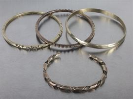 Group of (4) Southwest Sterling Silver Estate Bangles and Bracelets
