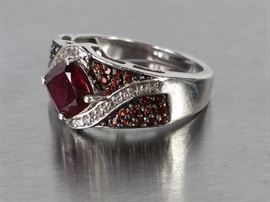 Garnet Designer Estate Ring in Sterling Silver
