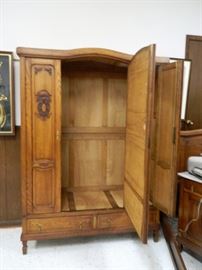 Inside of oak armoire