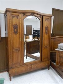 Solid oak antique armoire