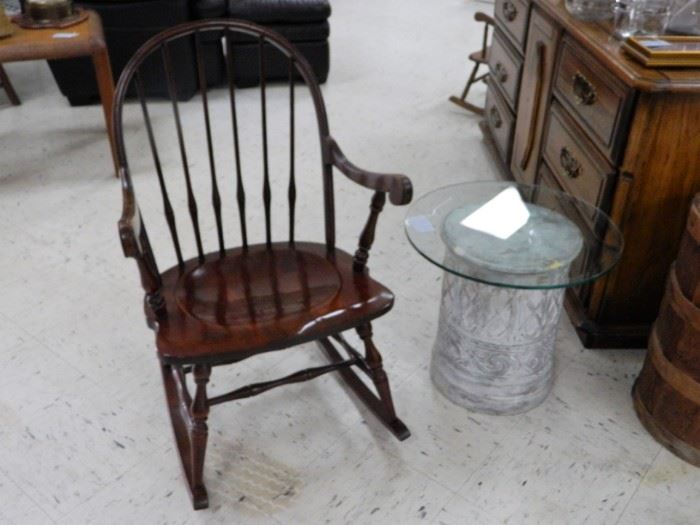 Rocker, glass top side table