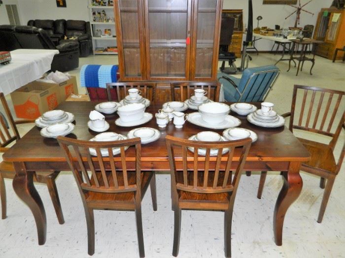 Pottery Barn table/chairs, Sango China "Chateau" set