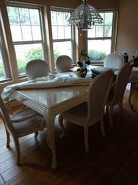 Dining table with 6 chairs.