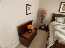 Vintage Black Hawk Bedroom Set: Sleigh Bed, Dresser, and Chest