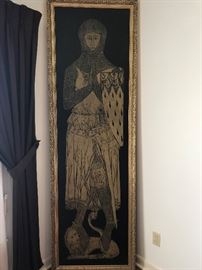 Monumental Brass Rubbing of an Armored Knight