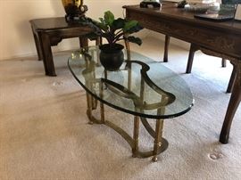 Brass Faux Bamboo Coffee Table oval 16x52x26in HxWxD