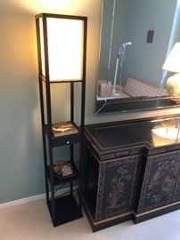 Contemporary Dark Wood Lamp Shelf 63x10x10in HxWxD