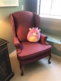 Wing Back Burgundy Accent Chair 43x29x27in HxWxD