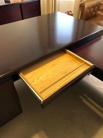 Mahogany L-shape Executive desk 60x30 deep 41x21 deep 28.25 tall HxWxD