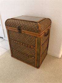 World Market tall decor lidded basket 21x12x17in HxWxD