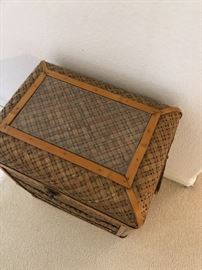 World Market tall decor lidded basket 21x12x17in HxWxD