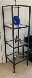 Pottery Barn Tanner Media Tower Shelf Glass/Metal #1 60x18x18in HxWxD